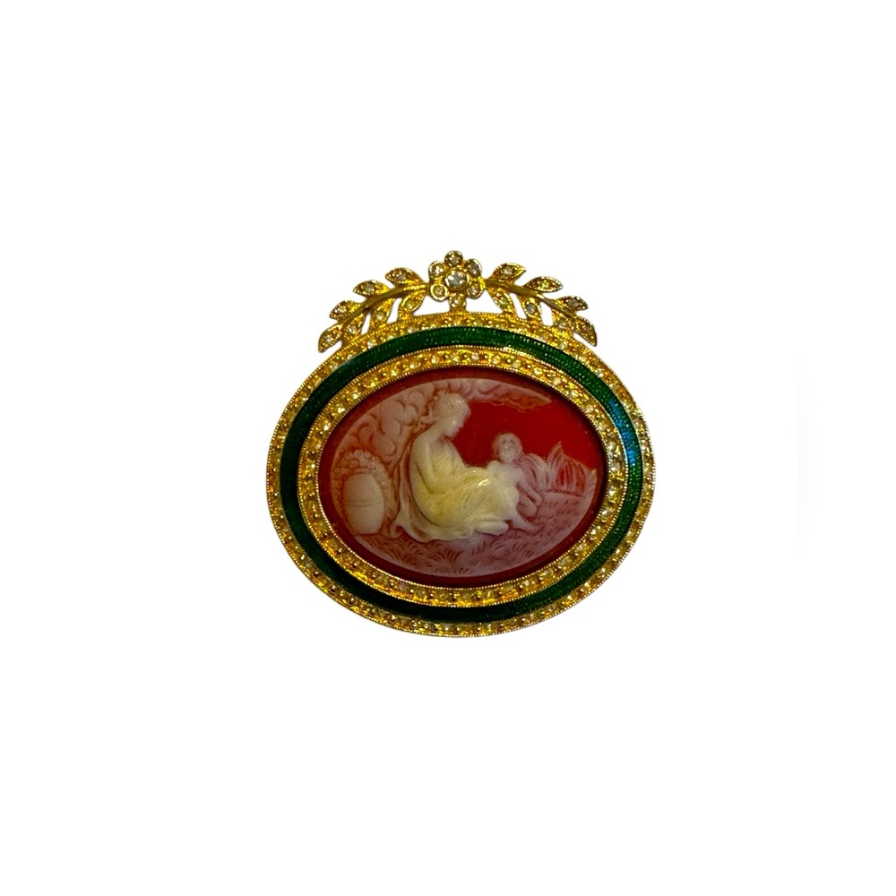 Vintage Mother & Child Cameo Brooch by Joan Rivers